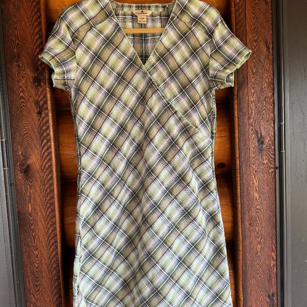 Y2K Neon Green & Dark Brown Plaid Woolrich Dress Size S